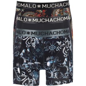 Muchachomalo heren boxershorts (3-pack), heren boxers normale lengte, Free As A Bird Explore, print en zwart -  Maat: S