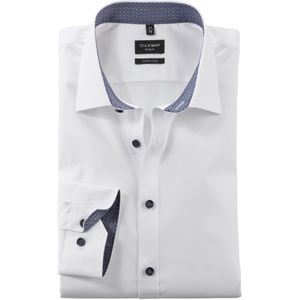 OLYMP No. 6 Six super slim fit overhemd, mouwlengte 7, popeline, wit