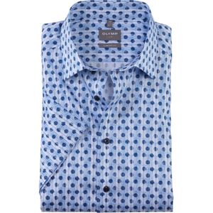 OLYMP Luxor comfort fit overhemd, korte mouw, popeline, bleu dessin
