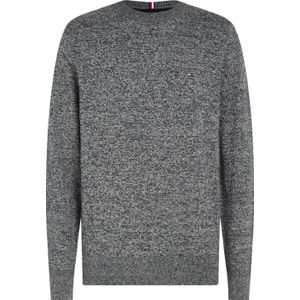 Tommy Hilfiger heren pullover katoen, Pima Org Ctn Cashmere Crew Neck, zwart-wit melange