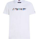 Tommy Hilfiger Multicolour Hilfiger Tee - heren T-shirt korte mouw O-hals - wit