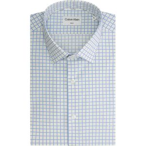 Calvin Klein slim fit overhemd, Poplin Check Print Slim Shirt, wit met lichtblauw geruit