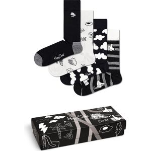 Happy Socks Black And White Socks Gift Set (4-pack), unisex sokken in cadeauverpakking