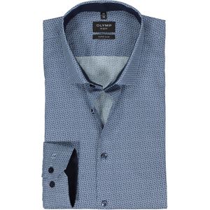 OLYMP No. 6 Six super slim fit overhemd, tricot, blauw met wit dessin 41