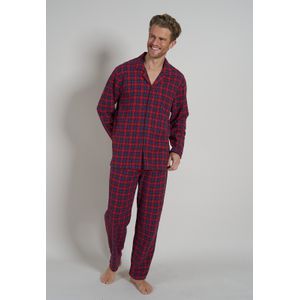 TOM TAILOR heren pyjama flanel met knoopjes, donkerrood geruit