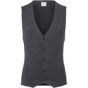 OLYMP Level 5 body fit gilet, wol met zijde, antraciet grijs mouwloos vest -  Maat: S