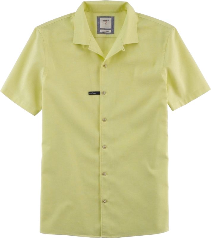 OLYMP - Smart Casual Level 5 - Body Fit Overhemd - Geel - Korte Mouw