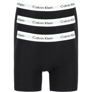 Calvin Klein Cotton Stretch boxer brief (3-pack), heren boxers extra lang, zwart met witte tailleband