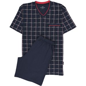 Gotzburg heren shortama, blauw met rood en wit geruit