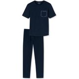 SCHIESSER 95/5 Nightwear pyjamaset, heren pyjama lang korte mouwen biologisch katoen gestreept nachtblauw -  Maat: XL