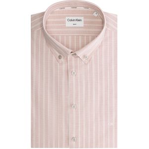 Calvin Klein slim fit overhemd, Chambray Stripe Slim Shirt, antiek roze gestreept 38