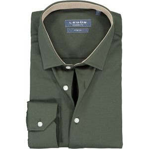 Ledub modern fit overhemd, donkergroen tricot 39