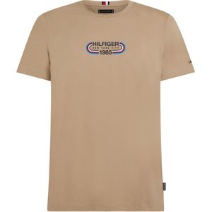 Tommy Hilfiger Hilfiger Track Graphic Tee, heren T-shirt korte mouw O-hals, beige -  Maat: M