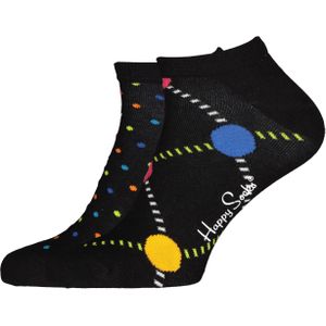 Happy Socks Mini Dot Low Sock (2-pack), zwart met kleur