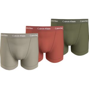 Calvin Klein heren boxers normale lengte (3-pack), beige, roest en olijfgroen -  Maat: L