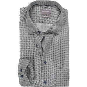OLYMP Luxor comfort fit overhemd, dobby, groen met blauw en wit dessin