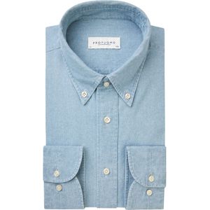 Profuomo slim fit heren overhemd, twill, jeansblauw