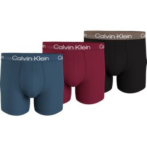 Calvin Klein Boxer Briefs (3-pack), heren boxers extra lang, petrol, donkerrood, zwart -  Maat: XS
