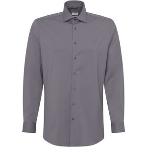 Seidensticker regular fit overhemd, twill, antraciet 41