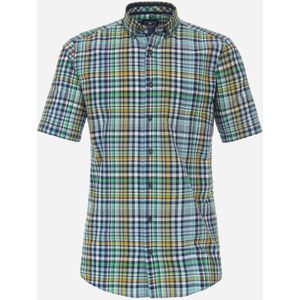 3 voor 99 | Redmond comfort fit overhemd, korte mouw, popeline, blauw geruit 43/44