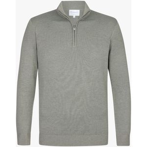 Michaelis heren trui katoenmengsel, slim fit trui met korte rits, groen
