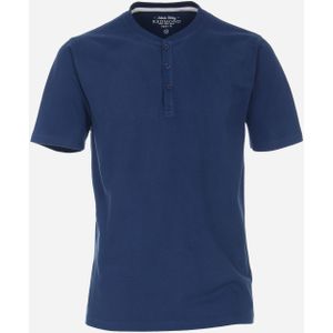 Redmond regular fit T-shirt, korte mouw O-hals met knoopsluiting, blauw -  Maat: 5XL