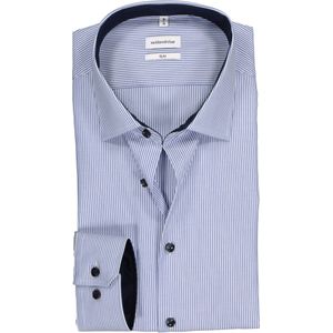 Seidensticker slim fit overhemd, blauw met wit gestreept (contrast) 44