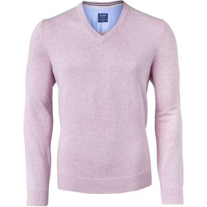 OLYMP modern fit trui katoen, V-hals, roze -  Maat: XL
