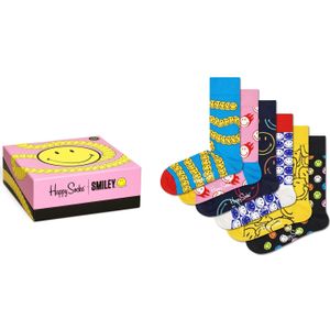 Happy Socks Smiley Gift Set (6-pack), unisex sokken in cadeauverpakking - Unisex - Maat: 36-40