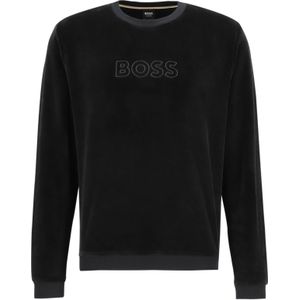 BOSS - Velours Sweatshirt - Zwart - Heren Lounge Trui