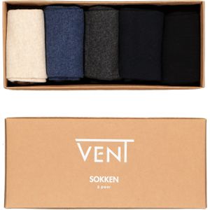 VENT - Huissokken - Gemengd - 5-pack - Zwart Donkerblauw Jeansblauw Antraciet Grijs Beige