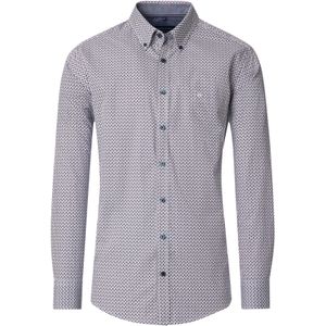 CASA MODA - Sport Comfort Fit - Overhemd - Wit met Blauw en Rood Dessin - Strijkvriendelijk