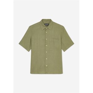 Marc O'Polo regular fit heren overhemd, korte mouw, structuur, olijfgroen 45/46