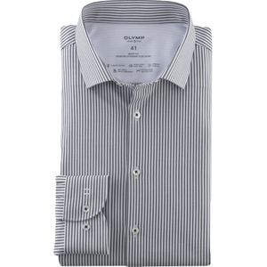 OLYMP 24/7 Level 5 body fit overhemd, tricot, zwart gestreept