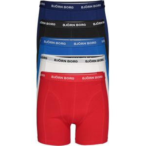 Bjorn Borg boxershorts Essential (5-pack), heren boxers normale lengte, zwart, rood, wit, blauw en kobalt blauw -  Maat: XXL
