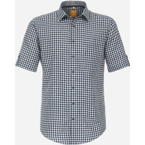3 voor 99 | Redmond modern fit overhemd, korte mouw, popeline, blauw geruit
