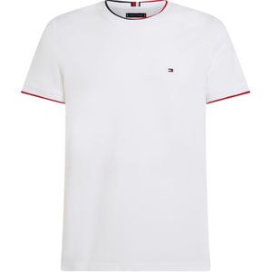 Tommy Hilfiger Rwb Tipped Pique Tee, heren T-shirt korte mouw O-hals, wit -  Maat: XL