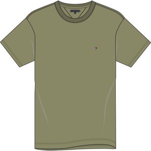 Tommy Hilfiger Garment Dye Chest Flag Tee, heren T-shirt korte mouw O-hals, licht olijfgroen -  Maat: S