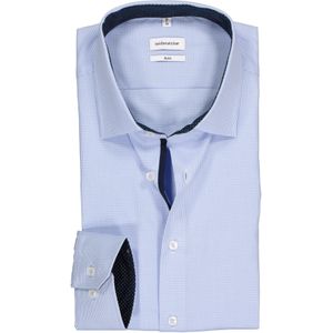 Seidensticker slim fit overhemd, blauw met wit geruit (contrast)