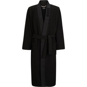BOSS Waffle Kimono, heren ochtendjas (middeldik), zwart -  Maat: XL