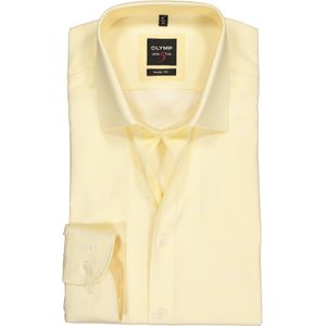 OLYMP Level 5 body fit overhemd, geel met wit gestreept structuur (contrast) 44