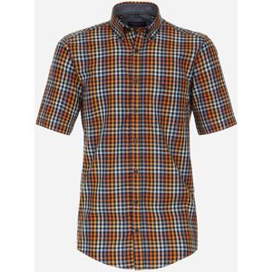 CASA MODA Sport casual fit overhemd, korte mouw, dobby, oranje geruit 47/48
