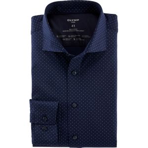 OLYMP Luxor 24/7 modern fit overhemd, tricot, marineblauw dessin