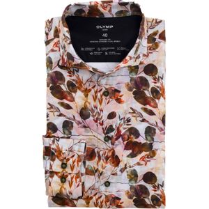 OLYMP Luxor modern fit overhemd, tricot, oranjerood dessin