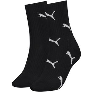 Puma Cat Logo Sock (2-pack), dames sokken, zwart dessin -  Maat: 39-42