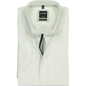 OLYMP Luxor modern fit overhemd, korte mouw, groen met wit gestreept (contrast) 46