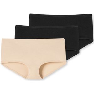 SCHIESSER 95/5 boxer (3-pack), dames shorts biologisch katoen zwart / zand -  Maat: 40