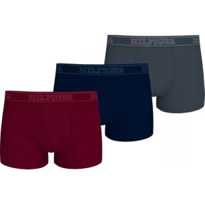 Tommy Hilfiger trunk (3-pack), heren boxers normale lengte, donkerrood, donkerblauw, grijs - Maat: S
