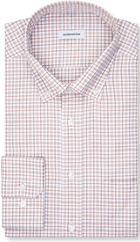 Seidensticker - Flanellen Overhemd - Zwarte Roos - Regular 1/1 Button-down Kraag Ruit