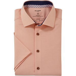 OLYMP Luxor 24/7 modern fit overhemd, korte mouw, structuur, mandarijngeel
